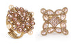 Saloni Fashion Jewellery Round and Flower Design Gold Plated Set of 2 Combo Brass Adjustable Finger Ring For Women - view 2