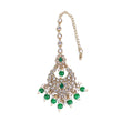 Saloni Fashion Jewellery Traditional Chandelier and Flower Shape Silver Gold Plated Brass Maang Tikka For Women - view 4