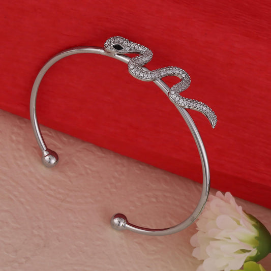 Saloni Fashion Jewellery Unique Snake Design Silver Plated Adjustable Bracelet Kada For Women