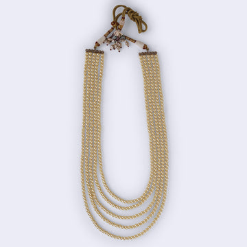Saloni Fashion Jewellery Freshwater Pearl 5 Layered Gold Plated Moti Mala Necklace