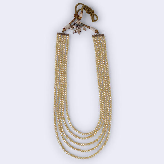 Saloni Fashion Jewellery Freshwater Pearl 5 Layered Gold Plated Moti Mala Necklace