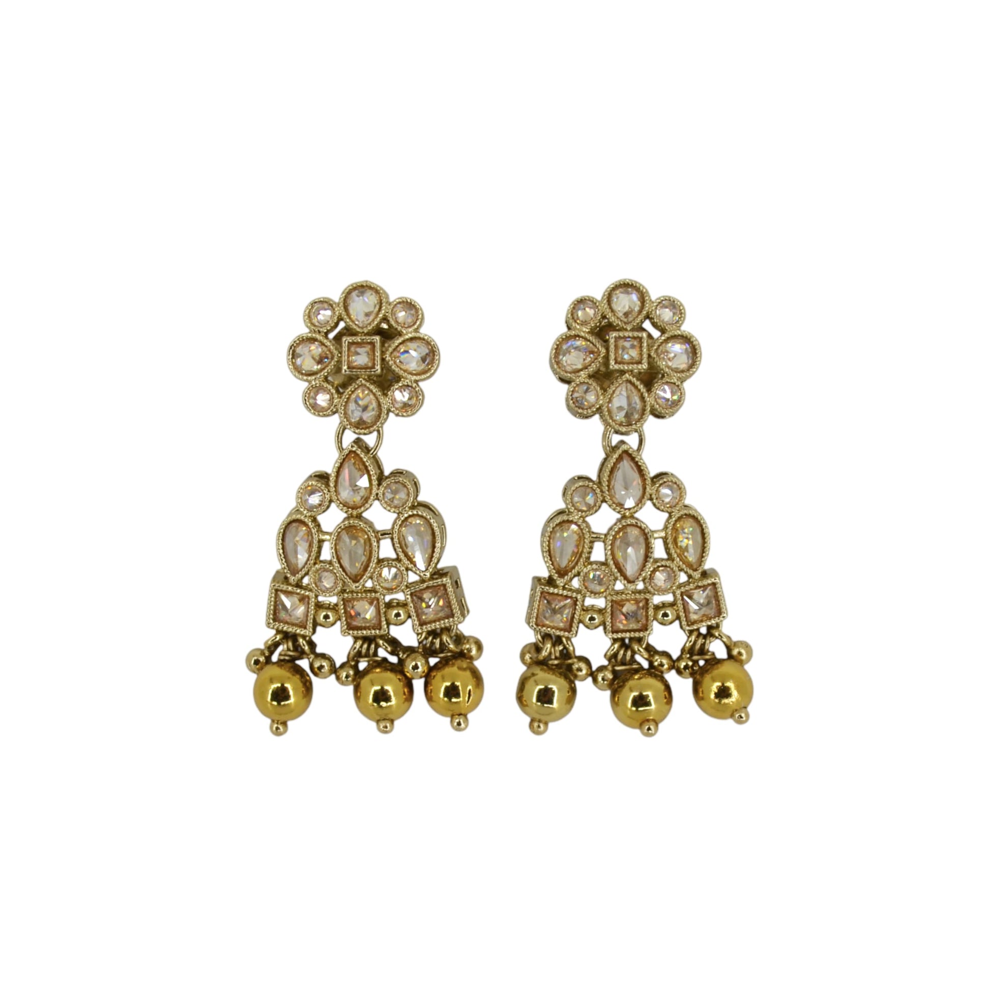 Saloni Fashion Jewellery Appealing Pear and Round Shape Gold Plated Brown Kundan Stone Dangle Earring For Women and Girls