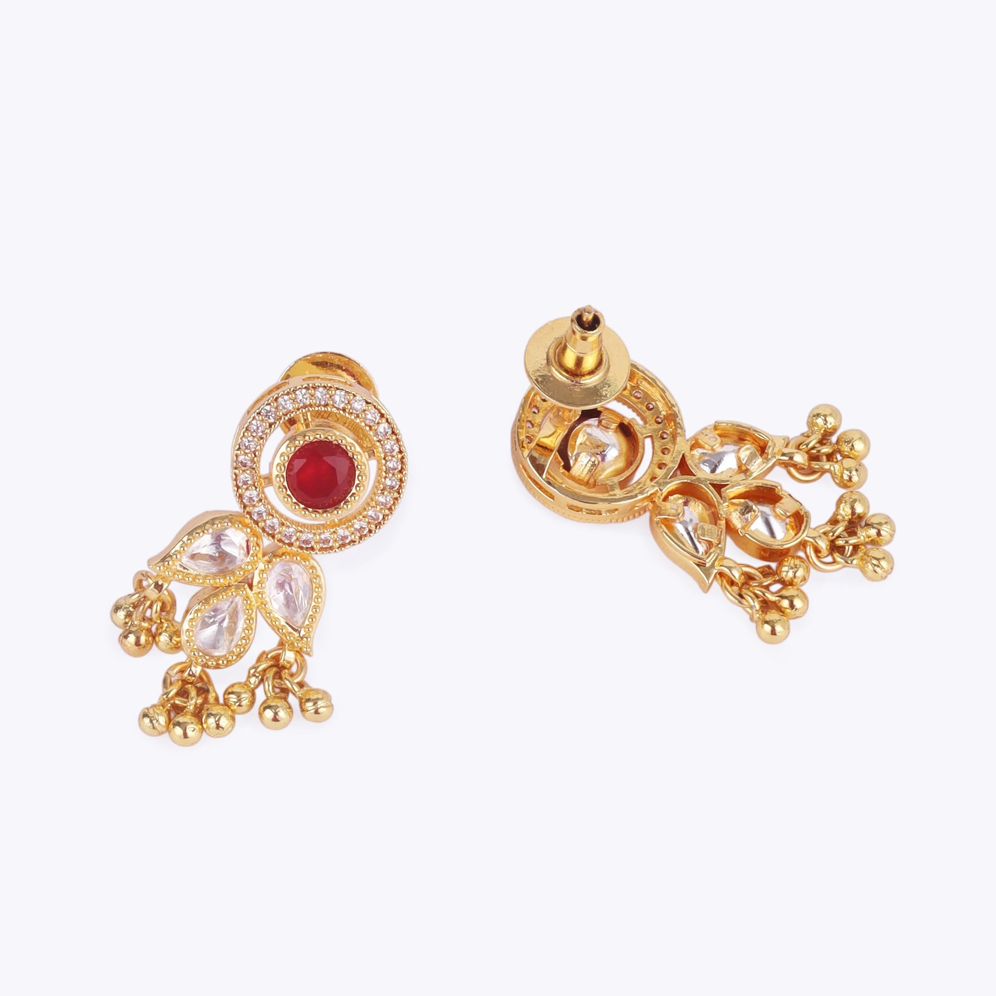 Saloni Fashion Jewellery Traditional Round and Leaf Design Black Bead Gold Plated Dangle Mangalsutra Set For Women
