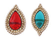 Saloni Fashion Jewellery Inspired Oval Shape Center Red Stone Gold Plated Set of 2 Combo Adjustable Finger Ring For Women - view 2