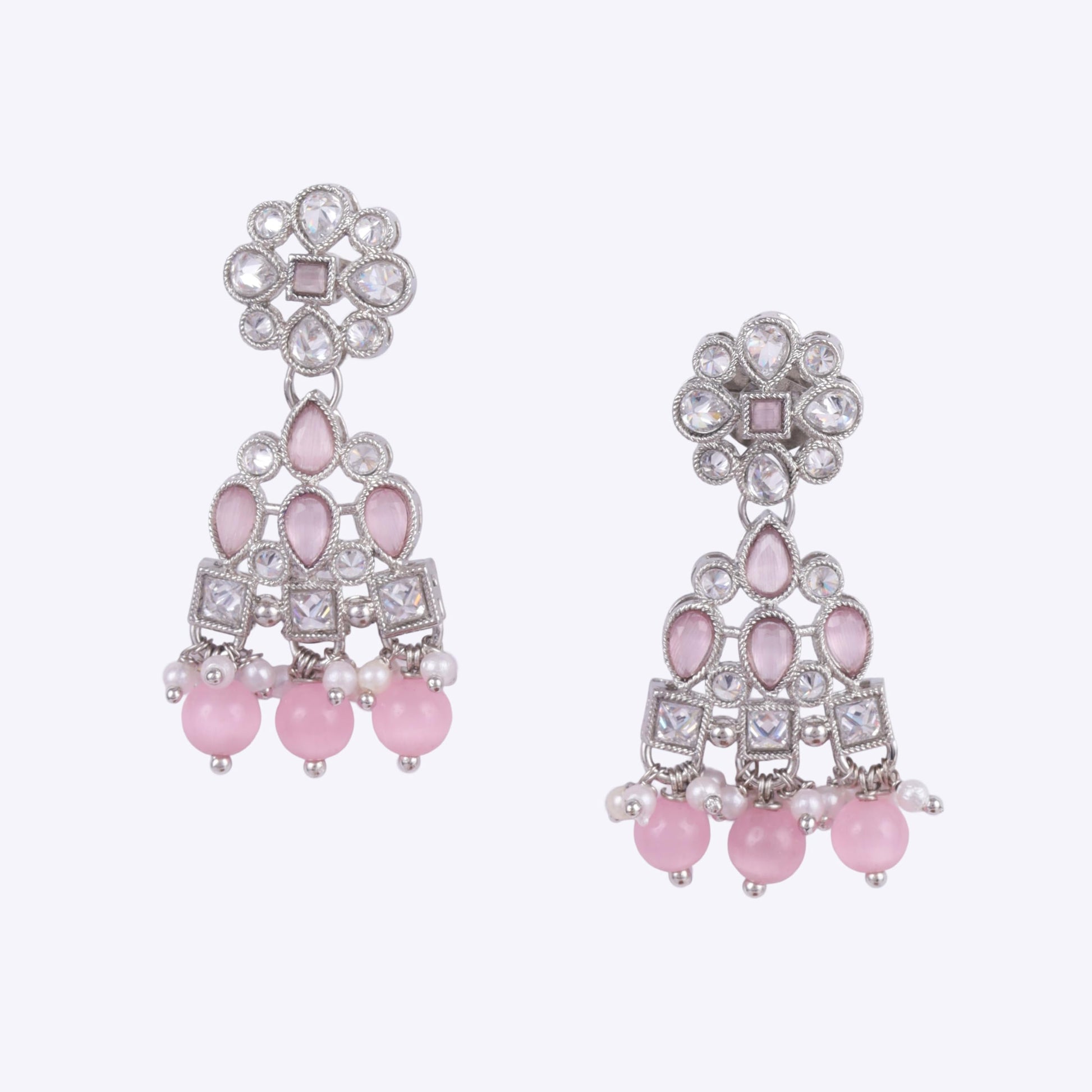 Saloni Fashion Jewellery Modern Round and Leaf Shape Silver Plated Dangle Earring For Women and Girls