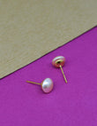 Saloni Fashion Jewellery Modish Round shape Mother of Pearl 1 Pair Gold Plated Stud Earring For Women and Girls - view 4