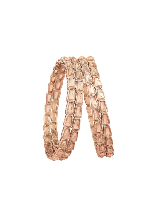 Saloni Fashion Jewellery Splendid Sqaure Shape Brown Kundan Stone Antique Gold Plated Set Of 4 Bangle Set For Women and Girls
