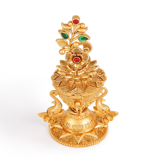 Saloni Fashion Jewellery Traditional Flower and Elephant Gold Plated Brass Sindoor Dani/Dibbi For Women