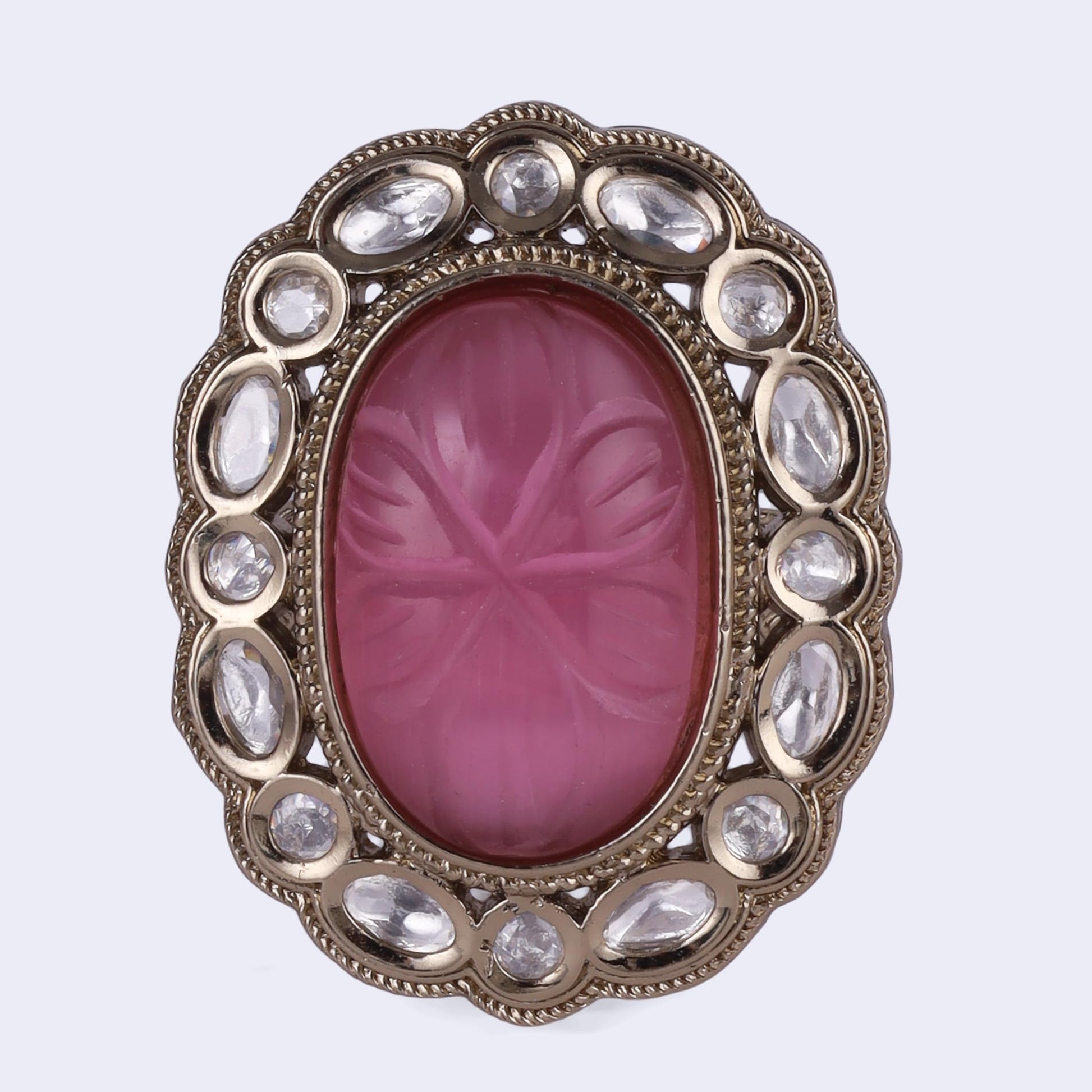 Saloni Fashion Jewellery Delightful Round Shape Gold Plated Adjustable Finger Ring For Women and Girls