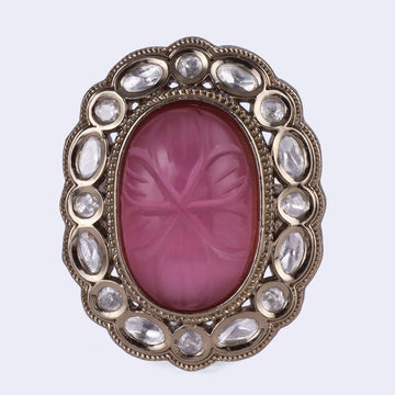 Saloni Fashion Jewellery Delightful Round Shape Gold Plated Adjustable Finger Ring For Women and Girls