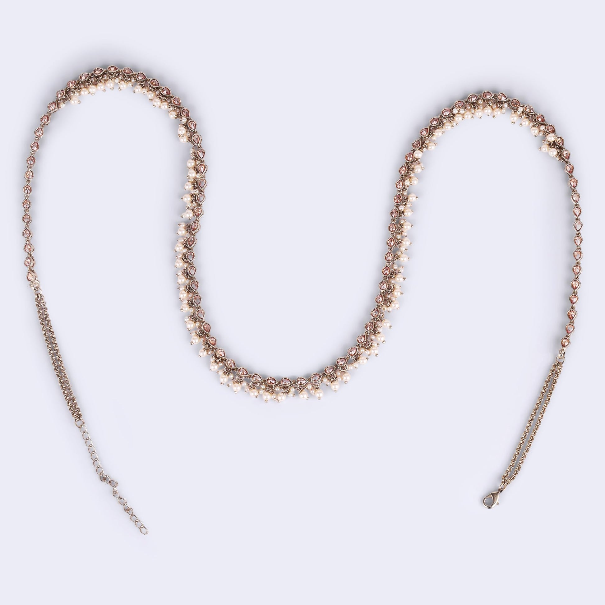 Saloni Fashion Jewellery Splendid Oval Shape and Pearl Drop Gold Plated Kamarband(Waist Belt)For Women