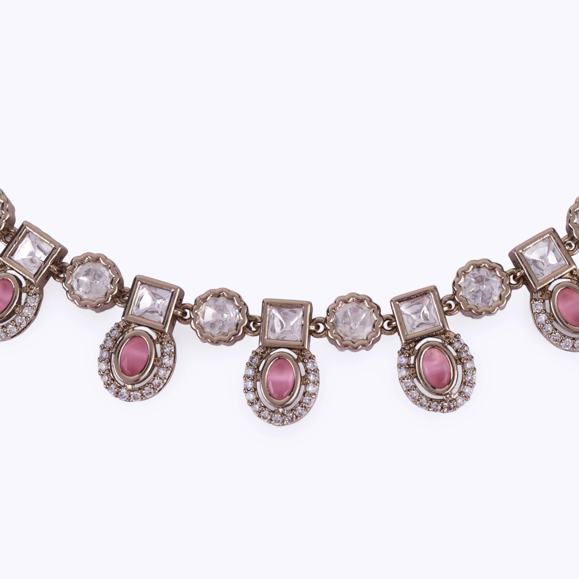 Saloni Fashion Jewellery Delightful Round and Square Shape Gold Plated Choker Necklace Set For Women and Girls