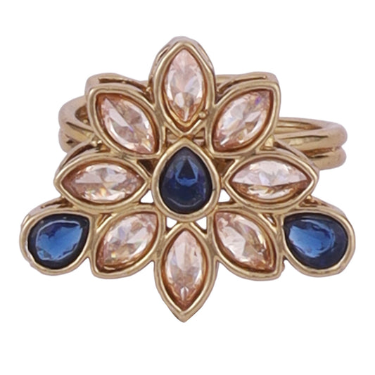 Saloni Fashion Jewellery Modern Oval Shape Gold Plated Adjustable Finger Ring For Women