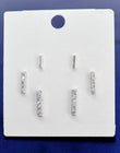 Saloni Fashion Jewellery Straight Bar CZ Brass Silver Plated Set of 3 Combo Stud Earring For Women and Girls - view 4