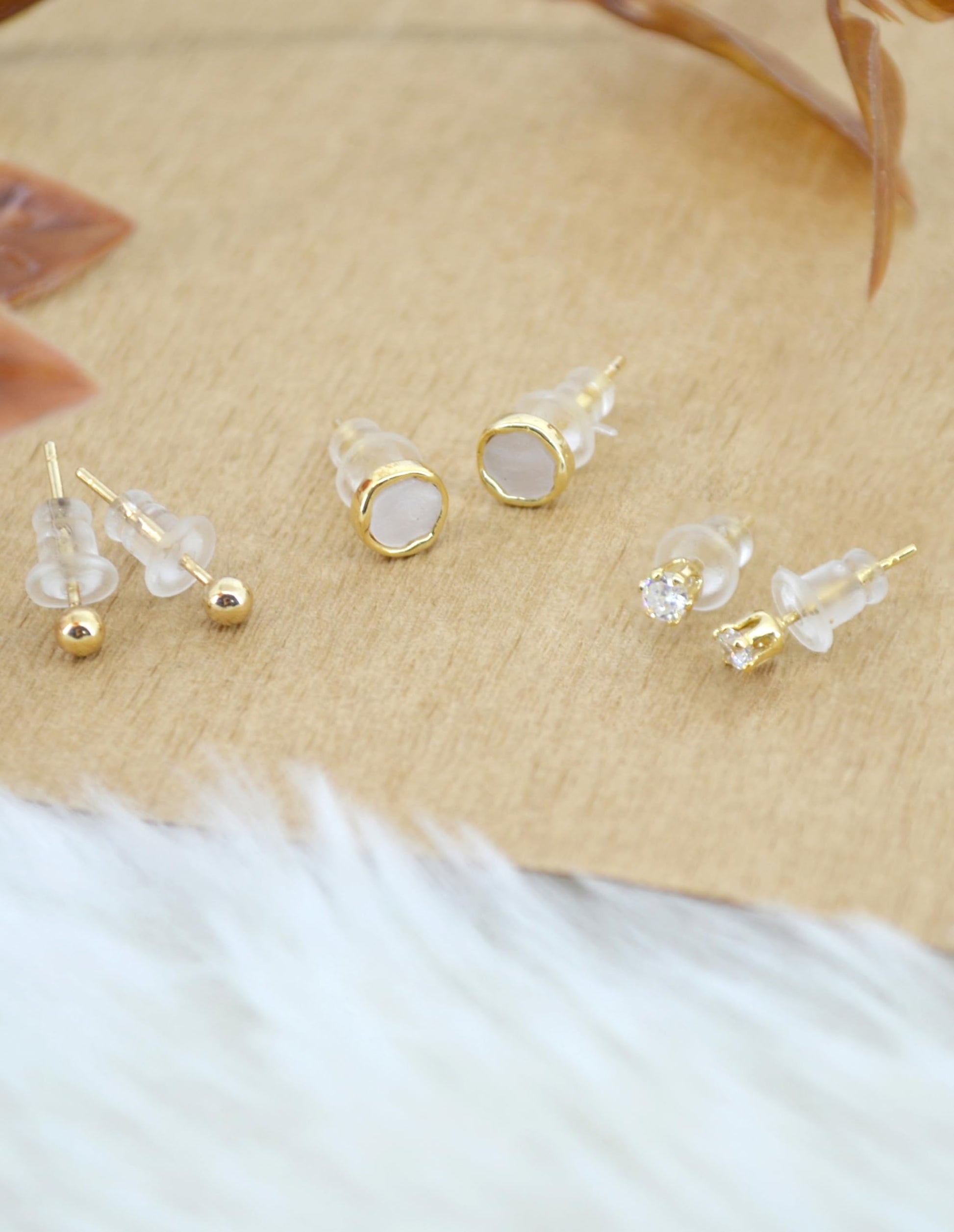 Saloni Fashion Jewellery Fine Round Shape Combo of 3 Gold Plated Stud Earring For Women and Girls