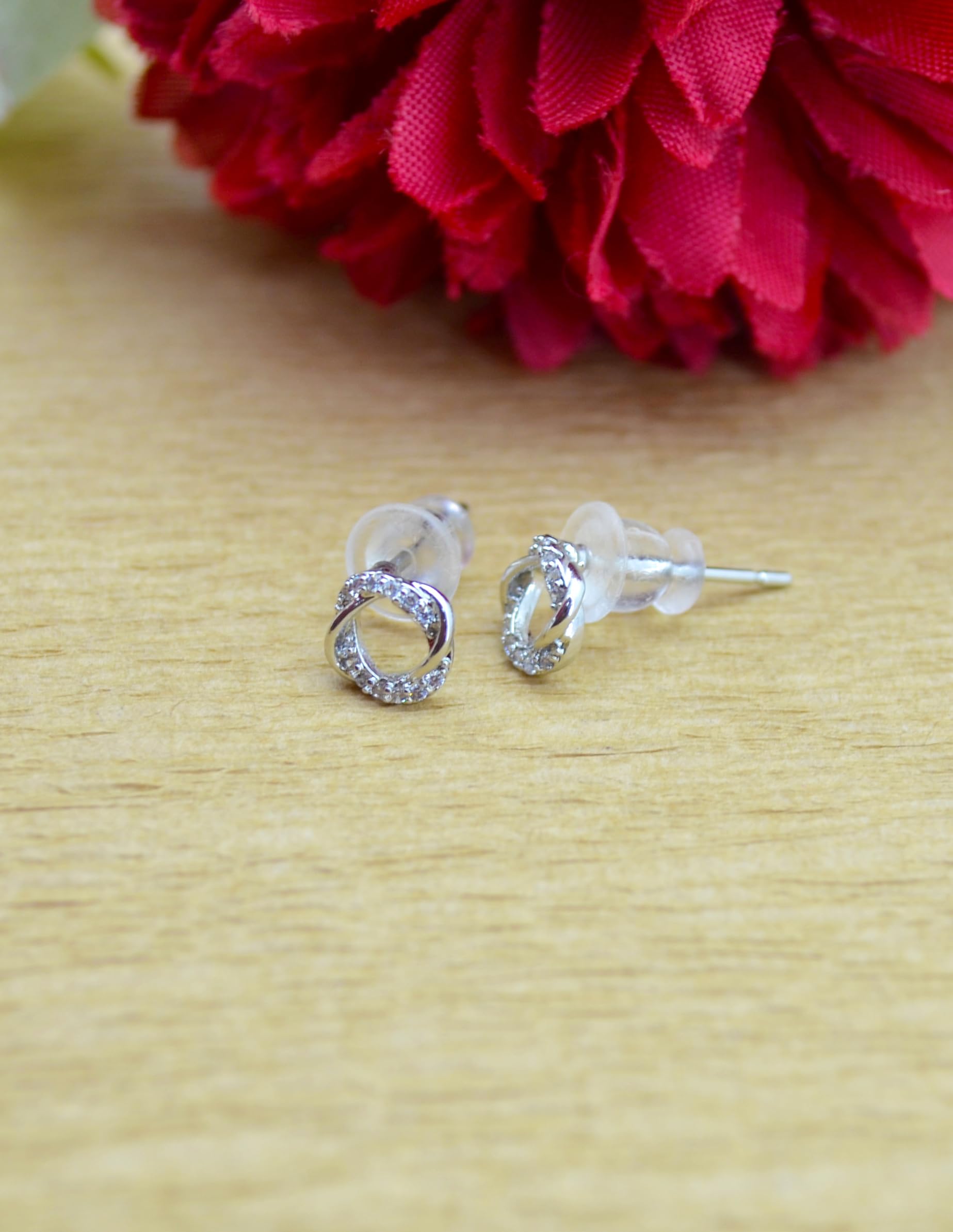 Saloni Fashion Jewellery Pretty Round Shape Mother of Pearl Combo of 3 Silver Plated Stud Earring For Women and Girls