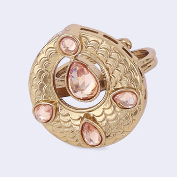 Saloni Fashion Jewellery Luxurious Round and Oval Shape Gold Plated Adjustable Finger Ring For Women