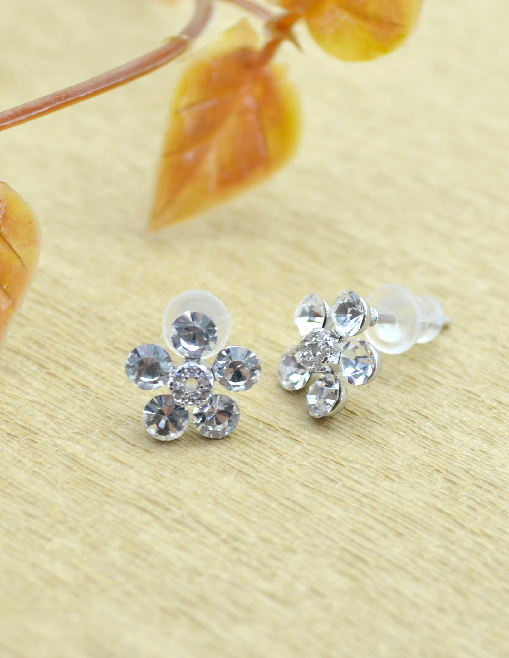 Saloni Fashion Jewellery Fancy Flower Desing Combo of 3 Silver Plated Stud Earring For Women and Girls