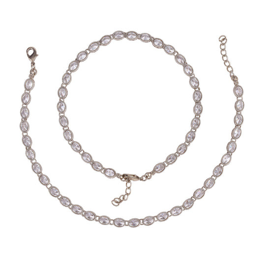 Saloni Fashion Jewellery Traditional Oval Shape Gold Plated Set of 2 Anklet(Payal) For Women