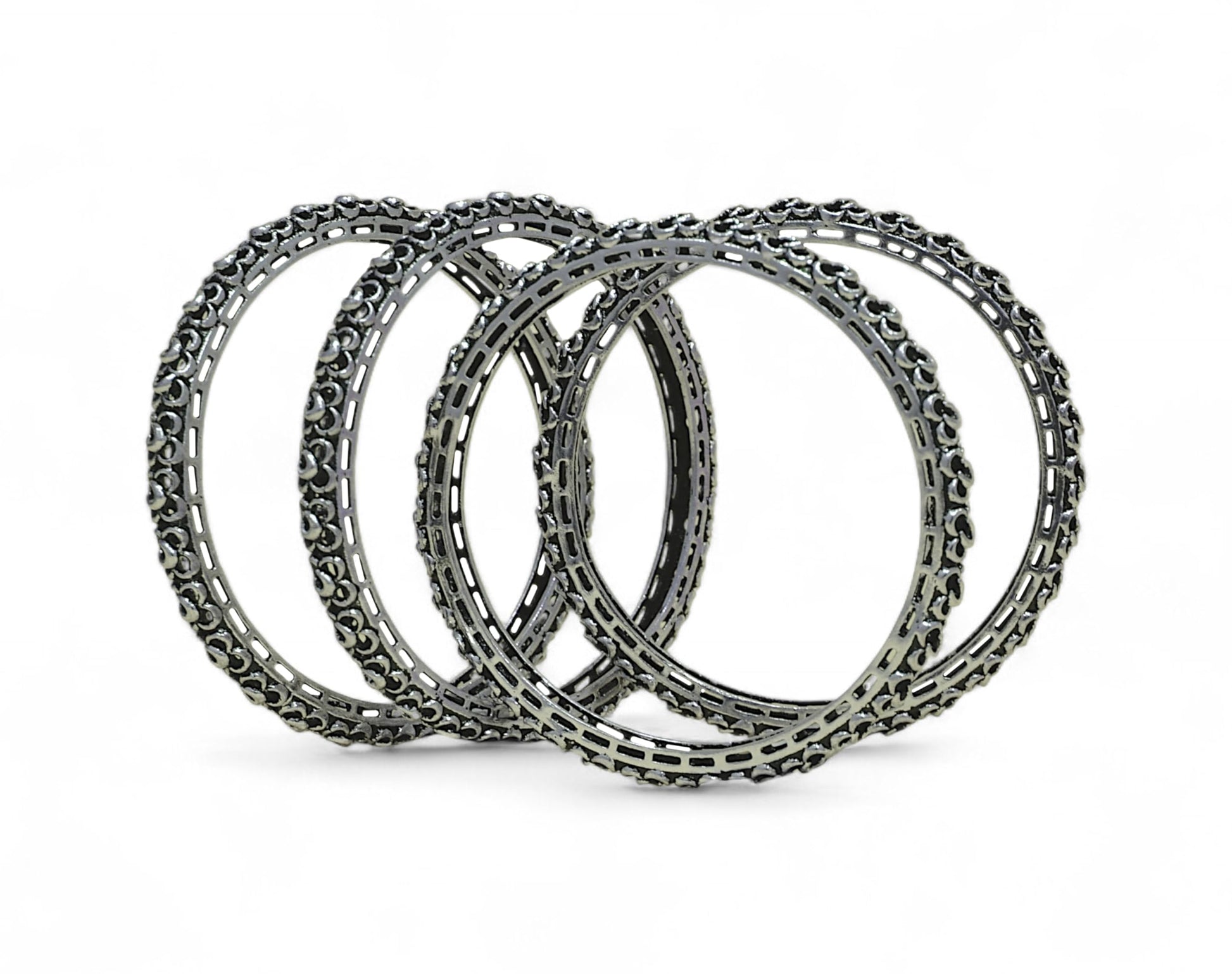 Saloni Fashion Jewellery Trendy Modish Oxidised Silver Plated Set of 4 Bangle For Women and Girls