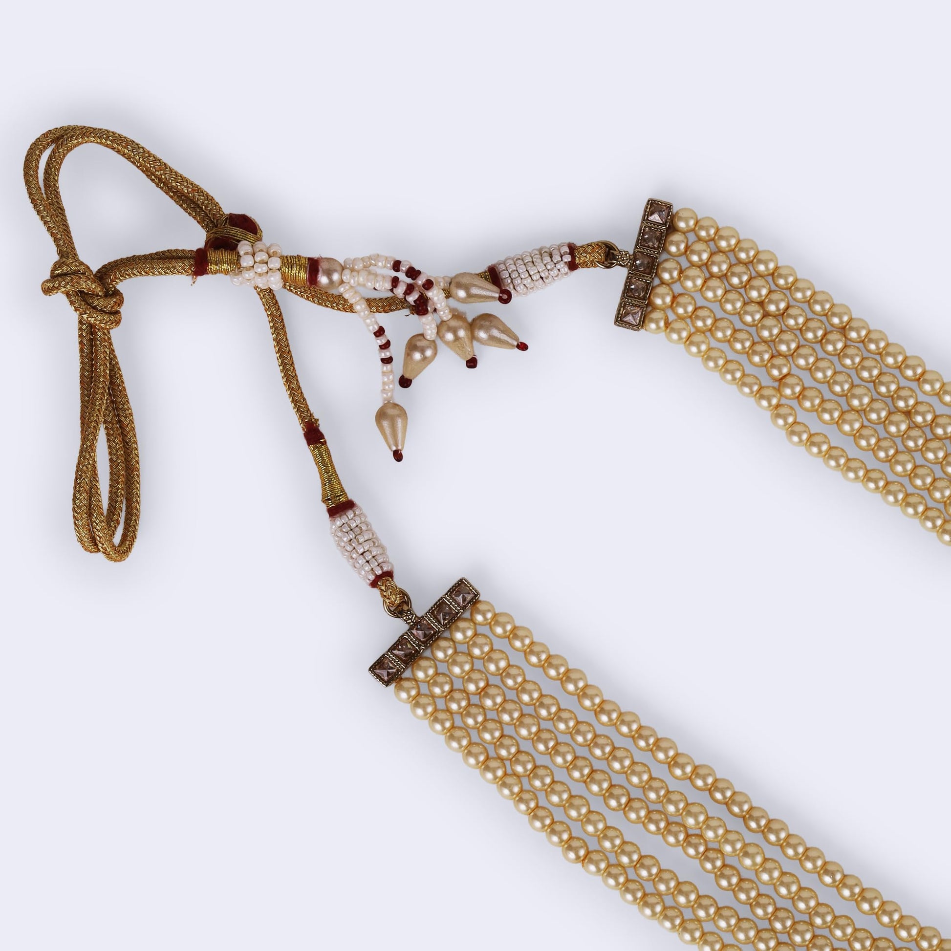 Saloni Fashion Jewellery Luxurious Pearl 5 Layered Gold Plated Moti Mala Necklace