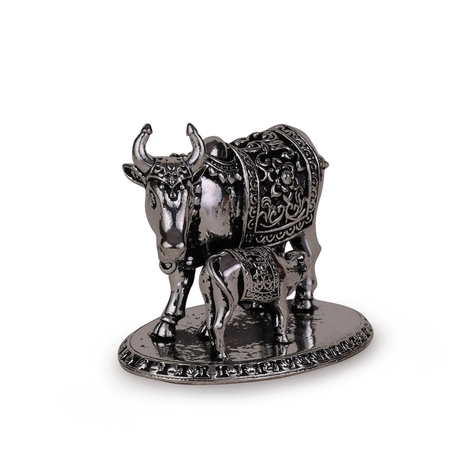 Saloni Fashion Jewellery Cow (Gaay Mata) Silver Gold plated Idol/Murti Home And Office Decorative Gifting