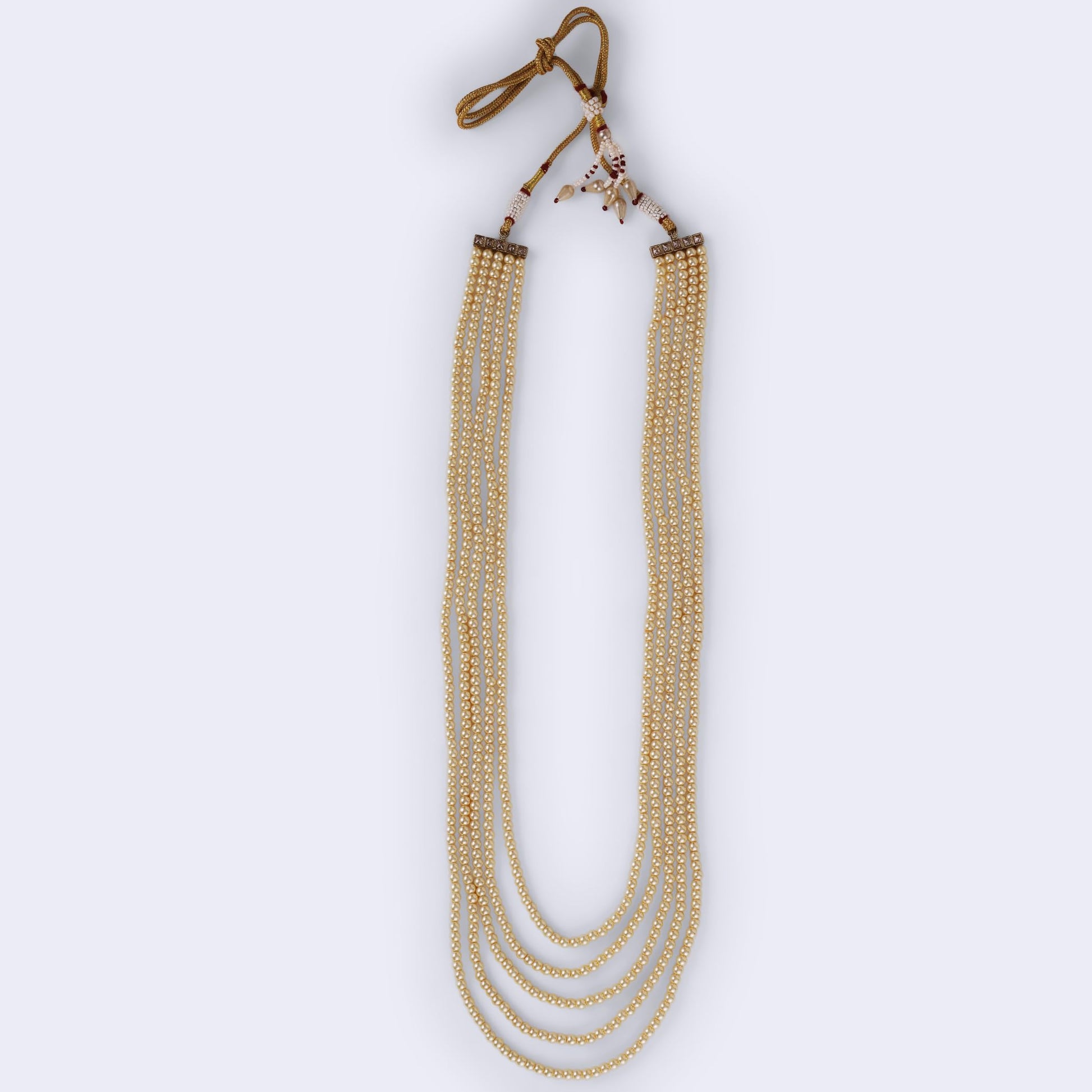 Saloni Fashion Jewellery Luxurious Pearl 5 Layered Gold Plated Moti Mala Necklace