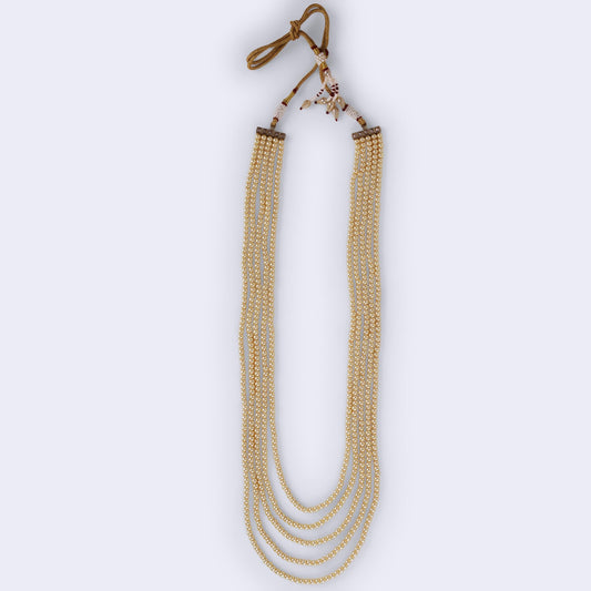 Saloni Fashion Jewellery Luxurious Pearl 5 Layered Gold Plated Moti Mala Necklace