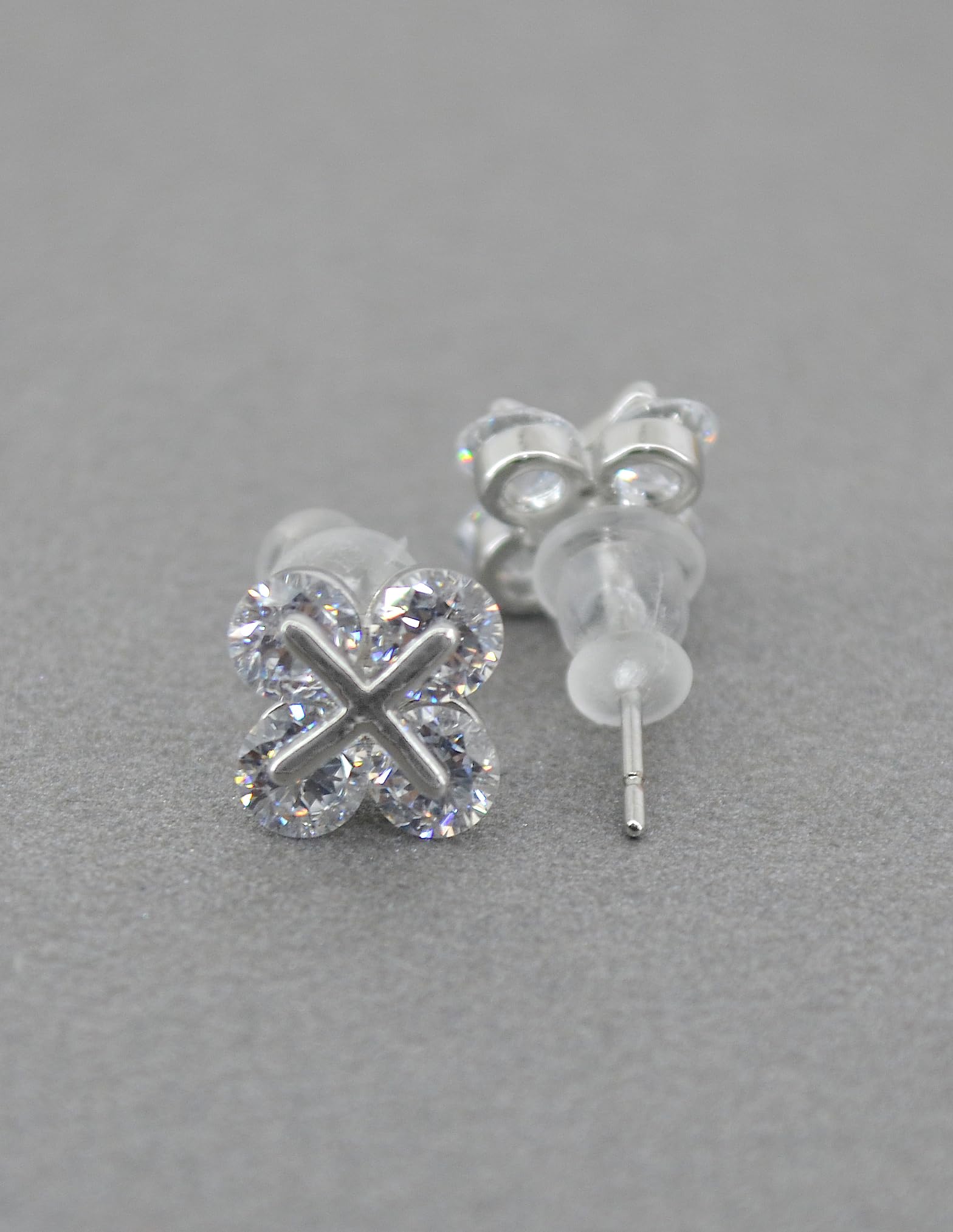Saloni Fashion Jewellery Royal Flower Design CZ Brass Silver Plated Set of 3 Combo Stud Earring For Women and Girls