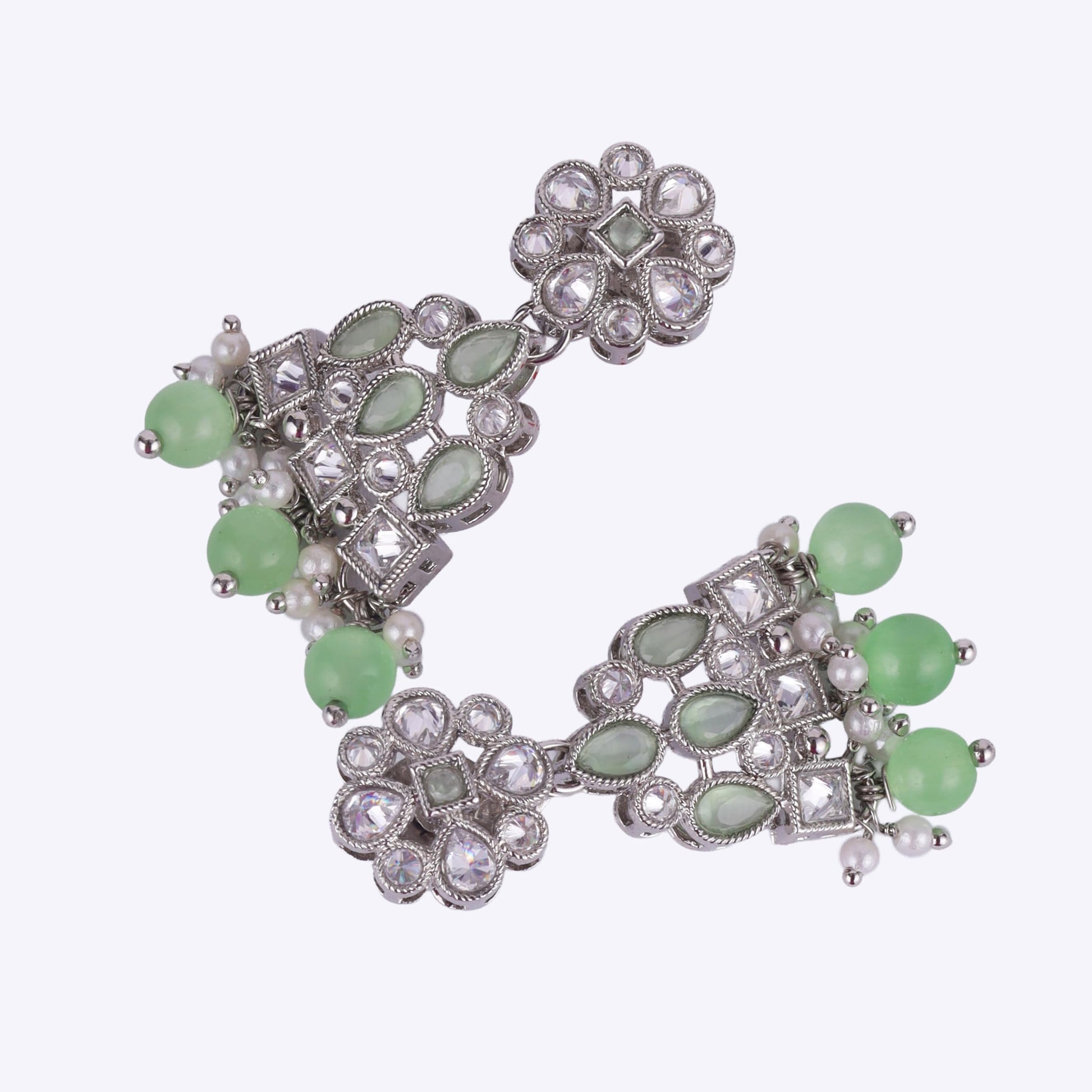Saloni Fashion Jewellery Lovely Round and Leaf Shape Silver Plated Dangle Earring For Women and Girls