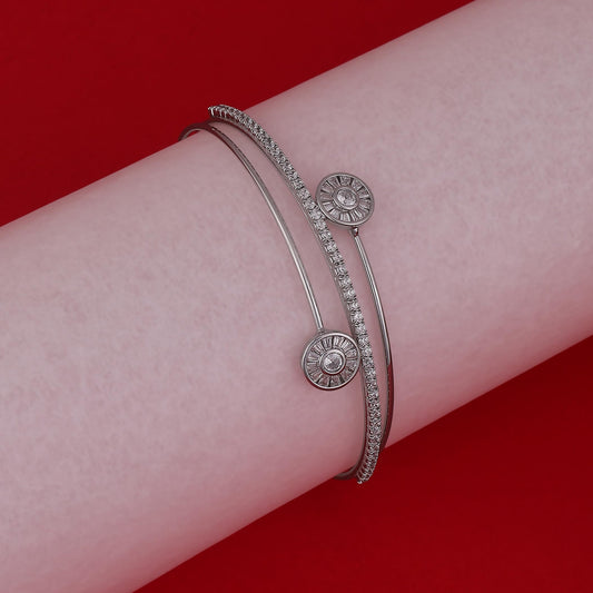 Saloni Fashion Jewellery Finely Round Shape Silver Plated Adjustable Bracelet Kada For Women