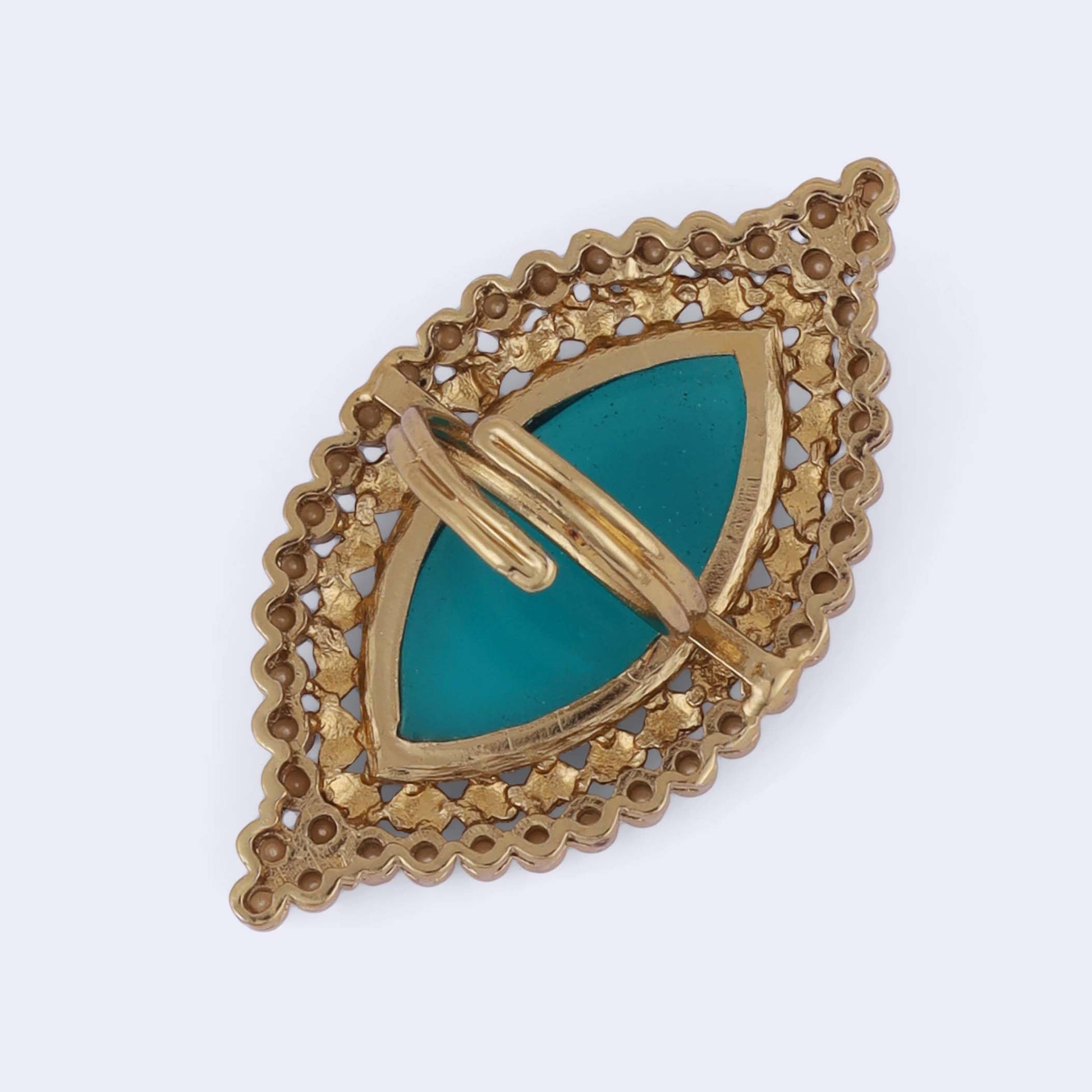 Saloni Fashion Jewellery Lovely Oval Shape Center Sky Blue Stone Gold Plated Adjustable Finger Ring For Women