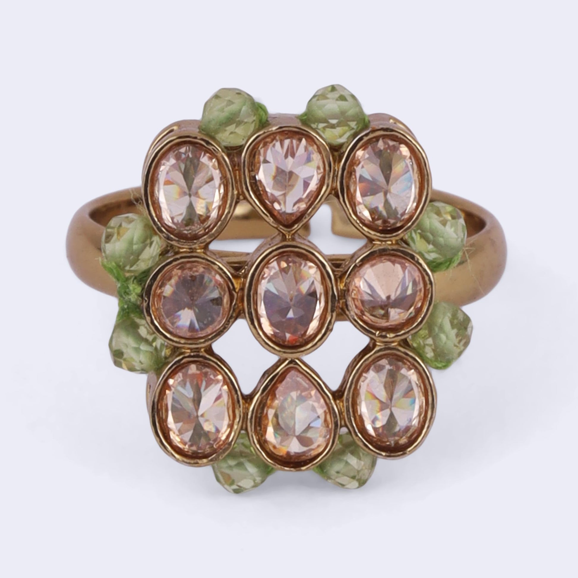 Saloni Fashion Jewellery Modish Round and Oval Shape Gold Plated Adjustable Finger Ring For Women