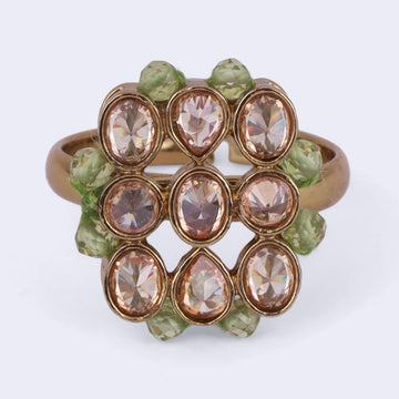 Saloni Fashion Jewellery Modish Round and Oval Shape Gold Plated Adjustable Finger Ring For Women