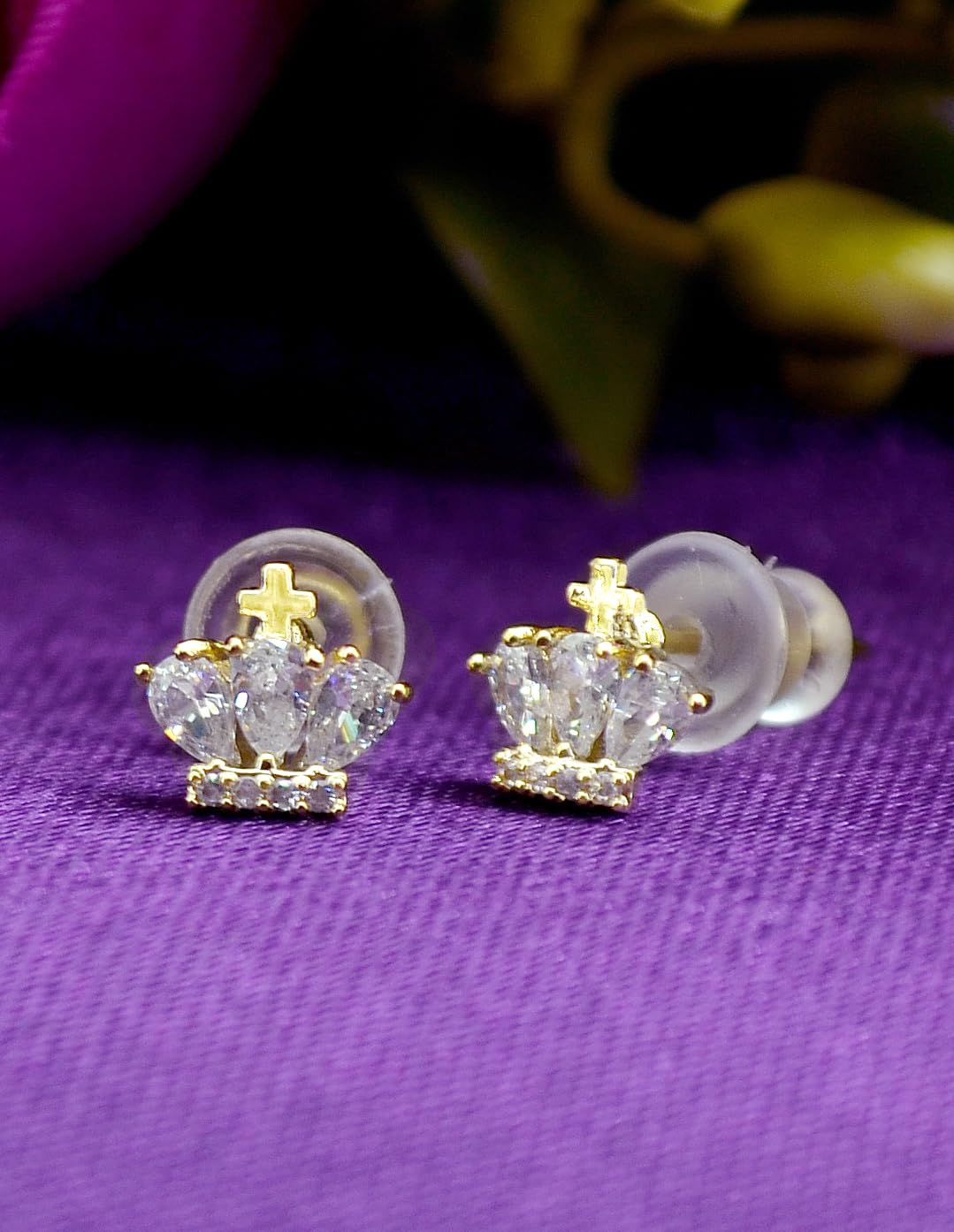 Saloni Fashion Jewellery Modern Duck Bird Design Pearl CZ Kundan Brass Gold Plated Set of 3 Combo Stud Earring For Women and Girls