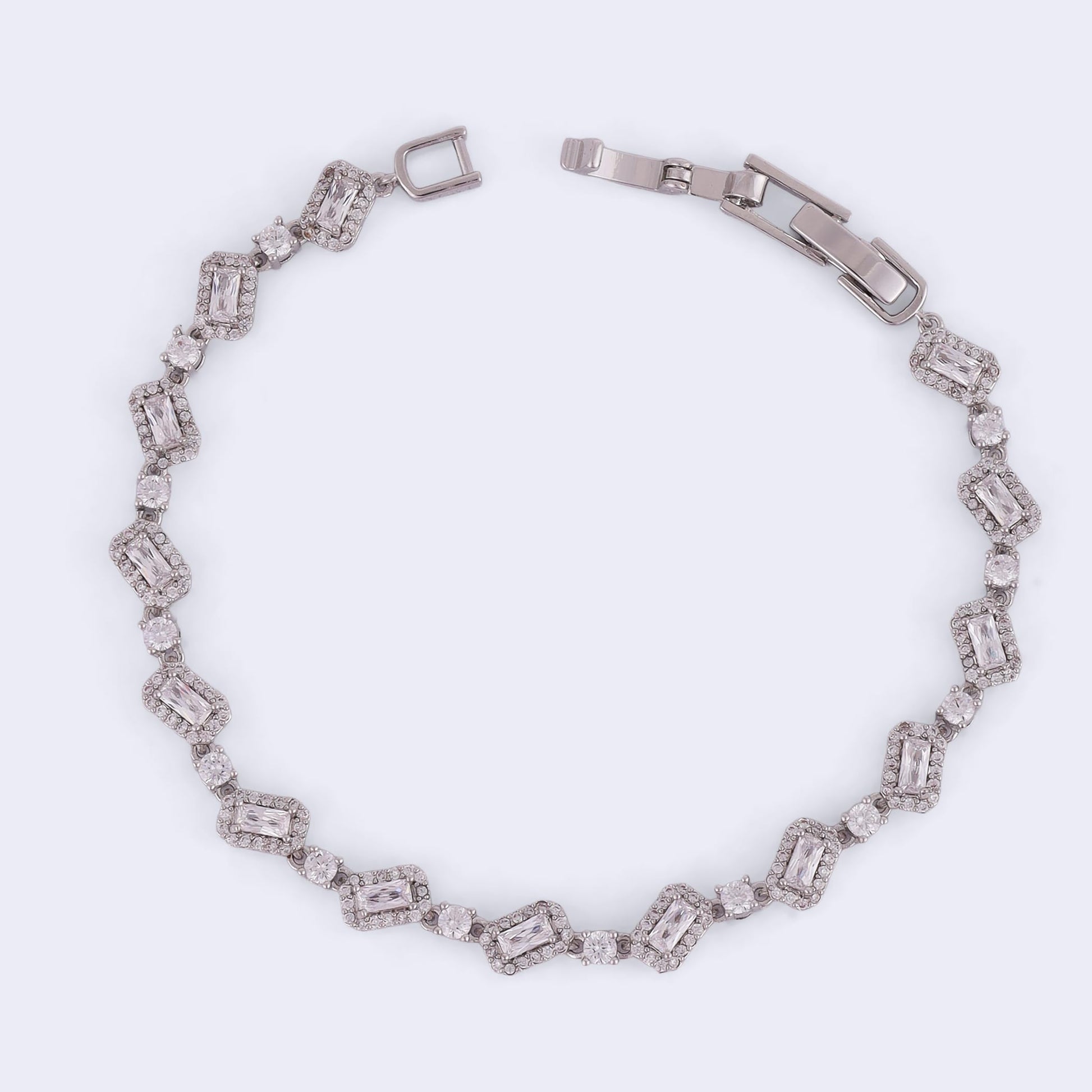 Saloni Fashion Jewellery Elegant Square Shape Silver Plated Free Size Charm Bracelet For Women