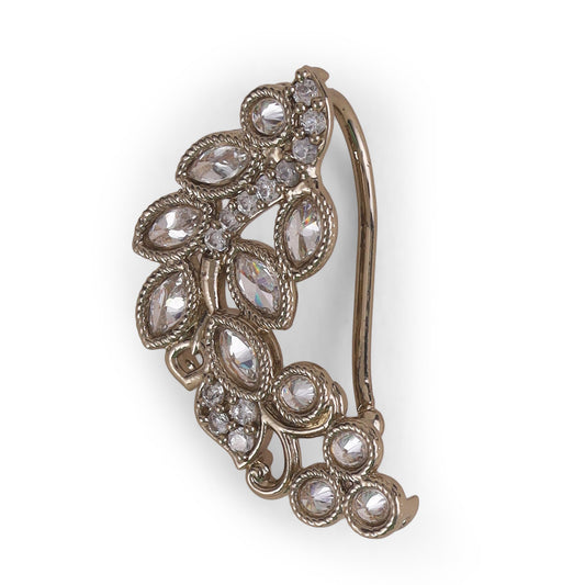 Saloni Fashion Jewellery Traditional Leaf Shape Gold Plated Nosepin (Nathiya) For Women