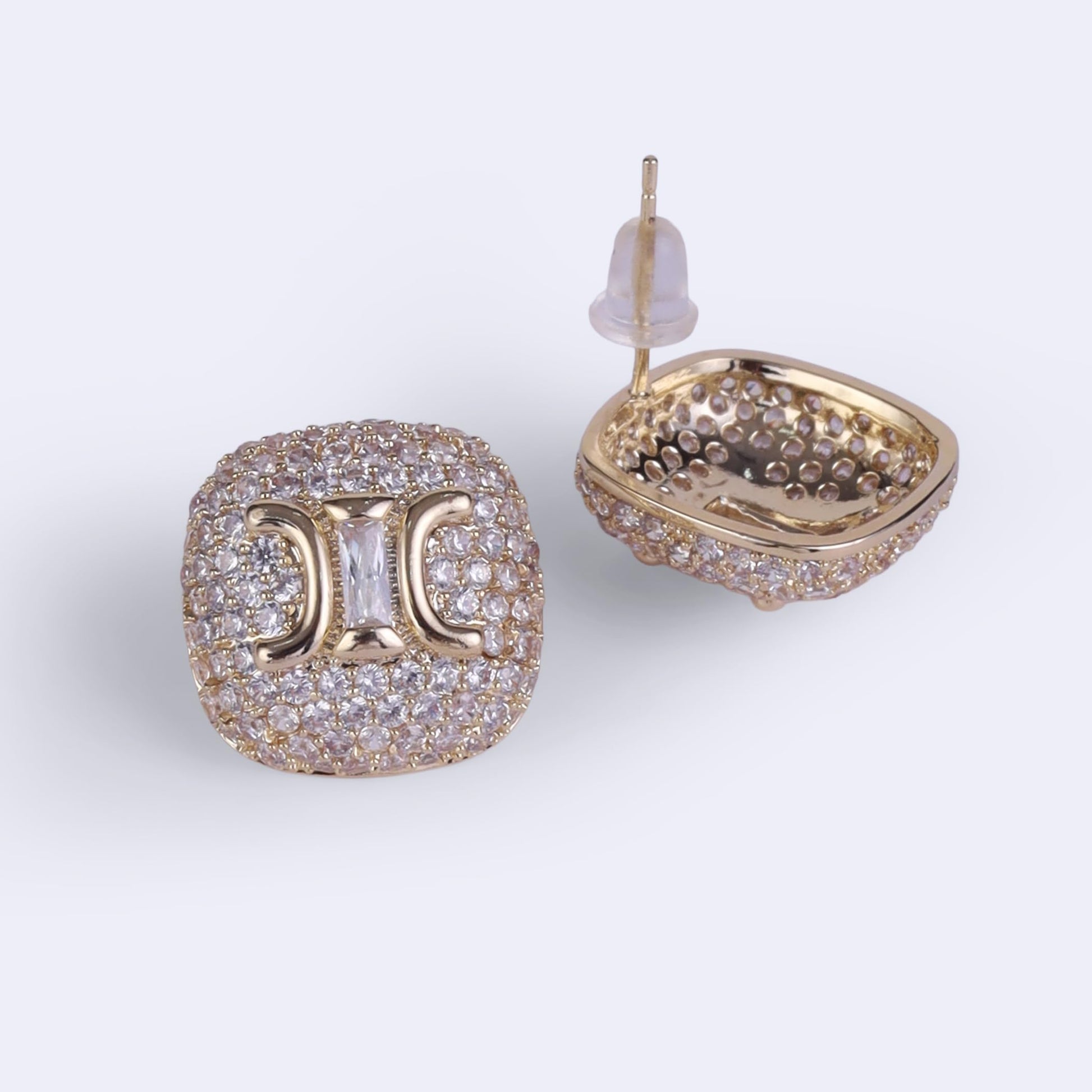 Saloni Fashion Jewellery Crystal Letter X Charm Gold Plated Stud Earring For Women