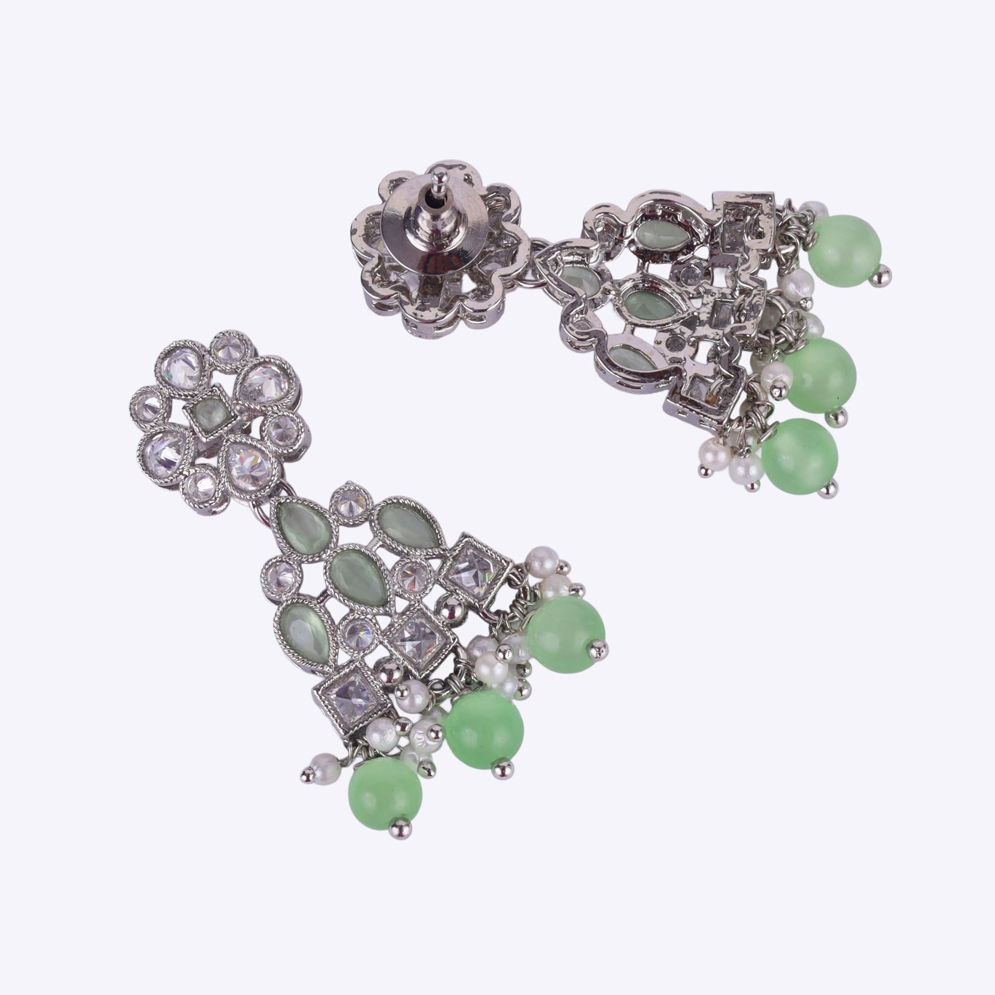 Saloni Fashion Jewellery Lovely Round and Leaf Shape Silver Plated Dangle Earring For Women and Girls