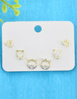Saloni Fashion Jewellery Round Shape CZ Brass Gold Plated Set of 3 Combo Stud Earring For Women and Girls - view 4
