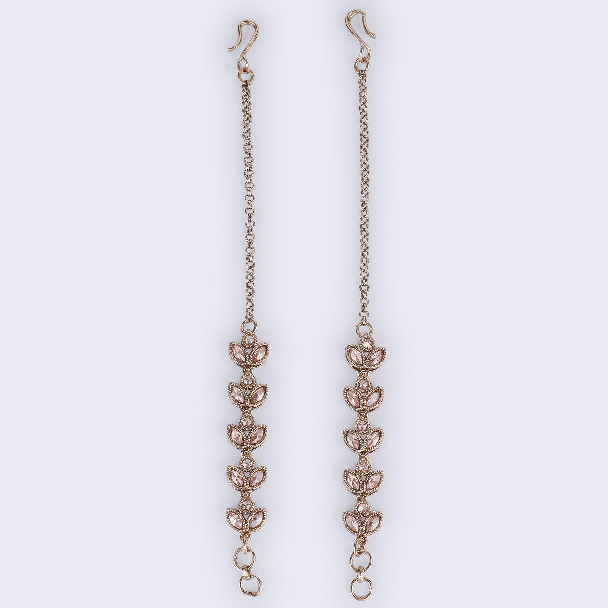Saloni Fashion Jewellery Traditional Leaf Design Long Chain Gold Plated Set of 2 Ear-Chain(Kaanchain) For Women