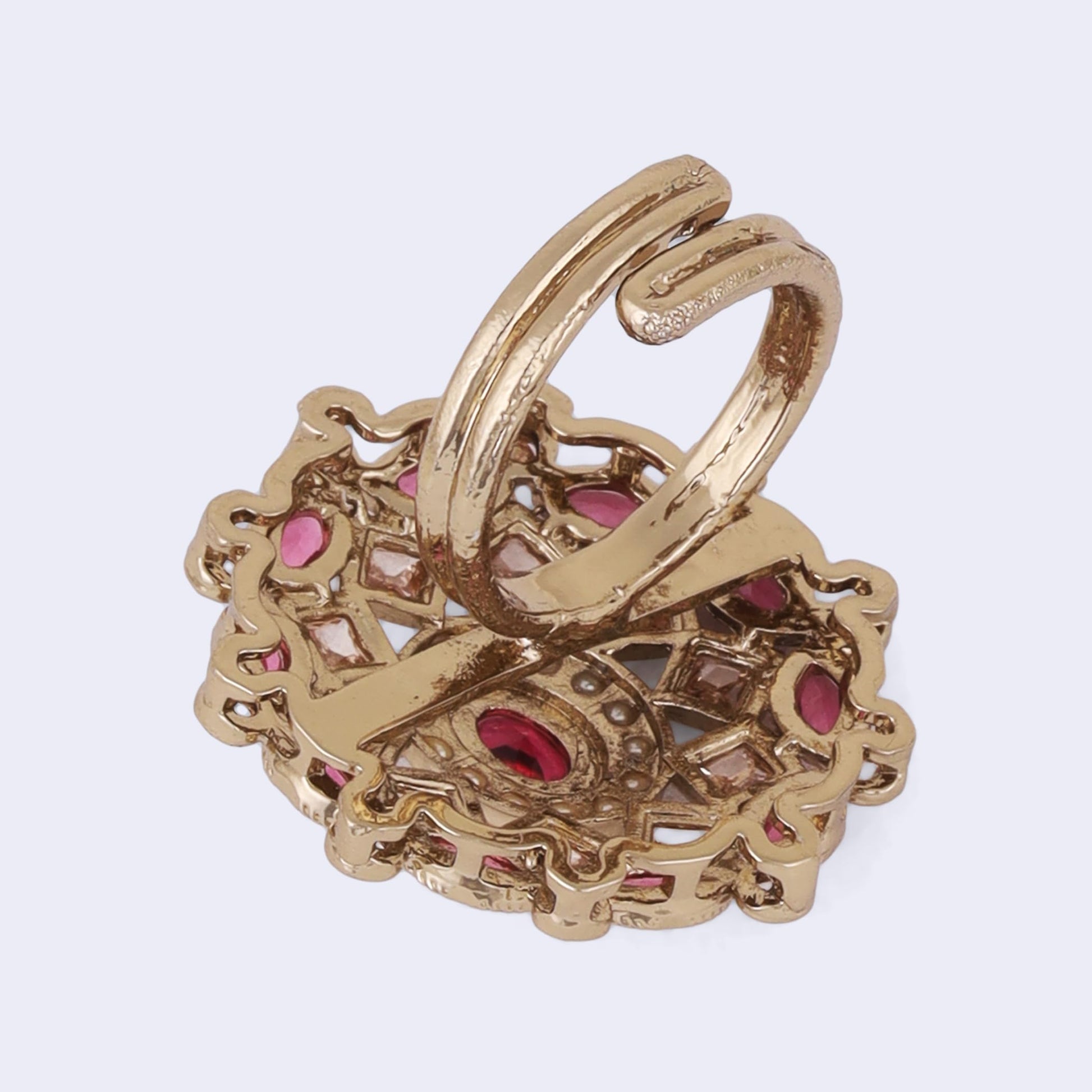 Saloni Fashion Jewellery Pretty Round and Square Shape Gold Plated Adjustable Finger Ring For Women
