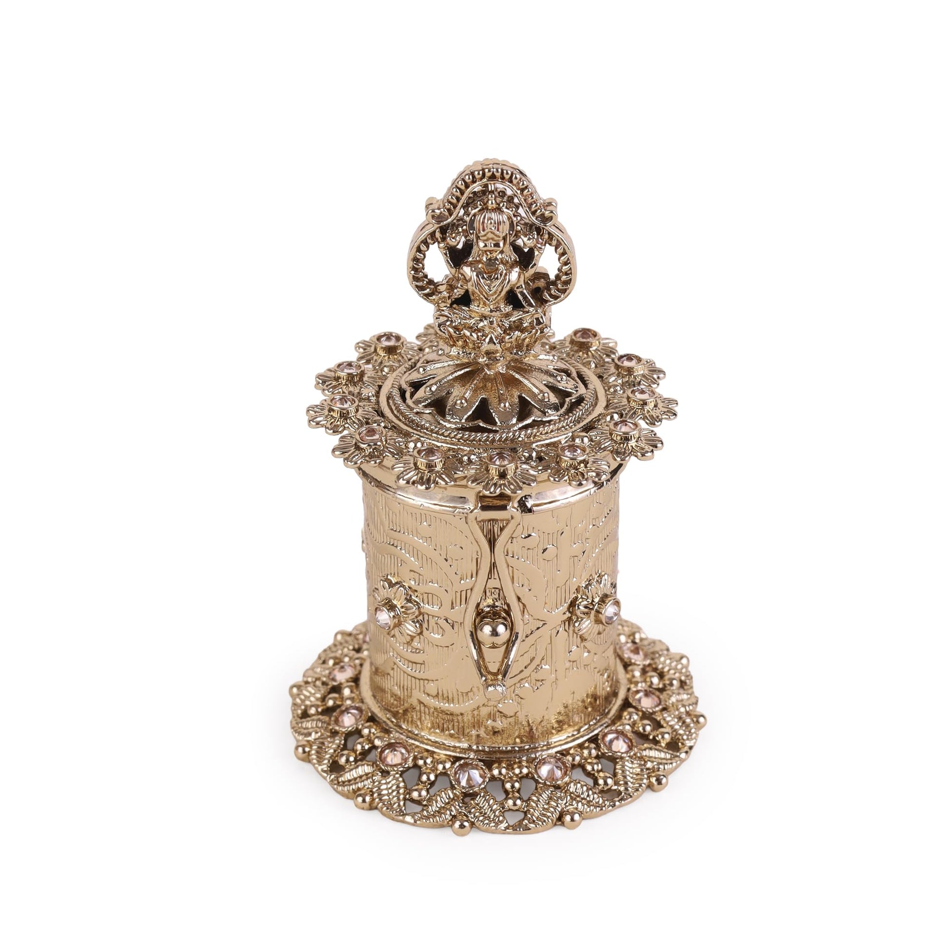 Saloni Fashion Jewellery Traditional Laxmi Design Antique Gold Plated Brass Sindoor Dani/Dibbi For Women