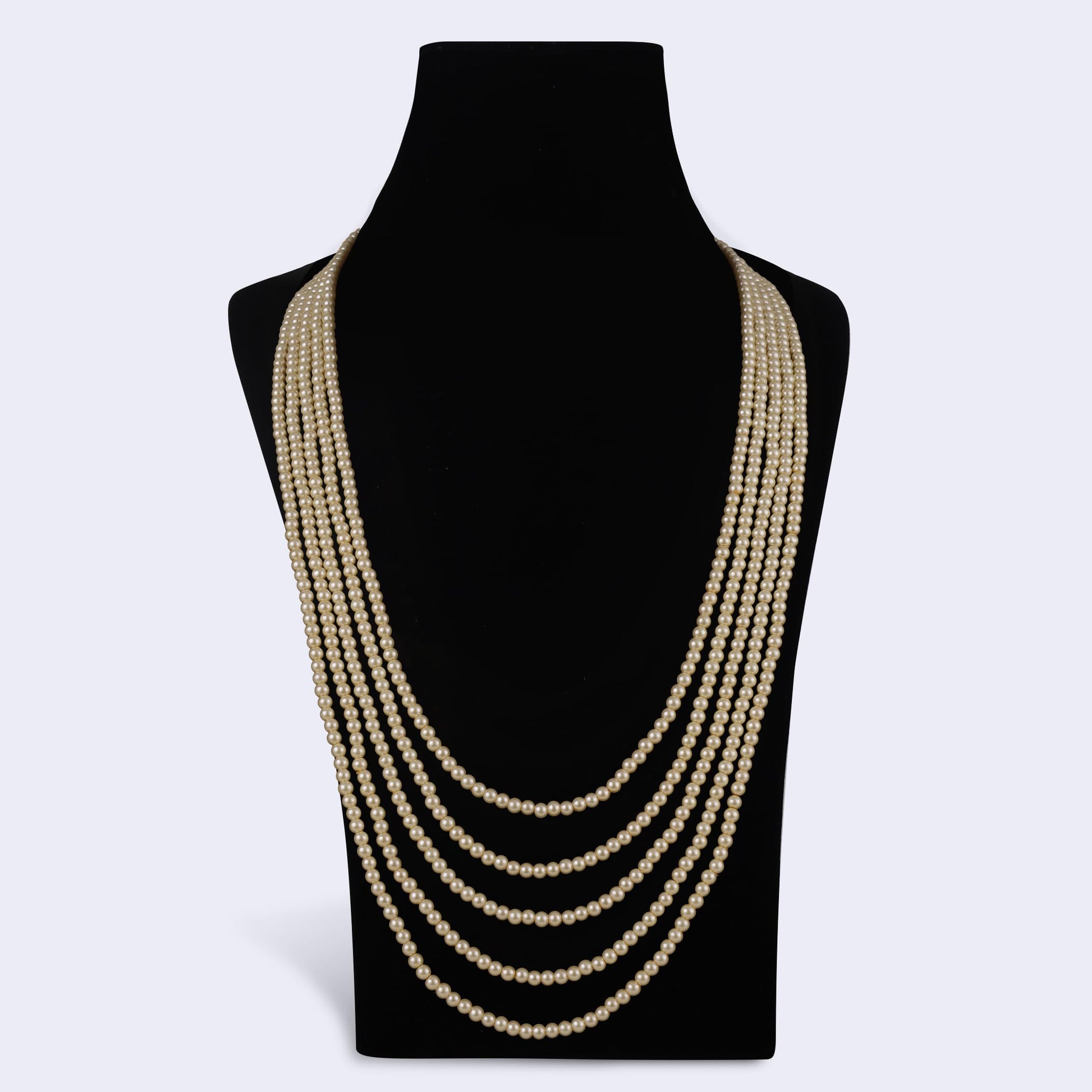 Saloni Fashion Jewellery Luxurious Pearl 5 Layered Gold Plated Moti Mala Necklace