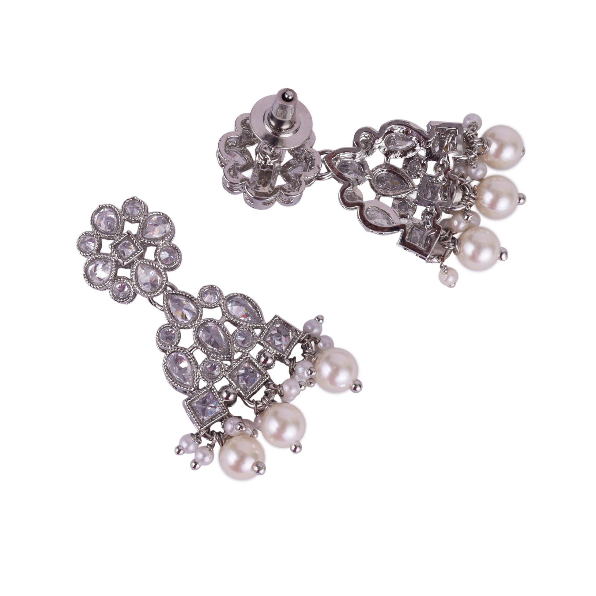 Saloni Fashion Jewellery Pretty Round and Leaf Shape Silver Plated Dangle Earring For Women and Girls