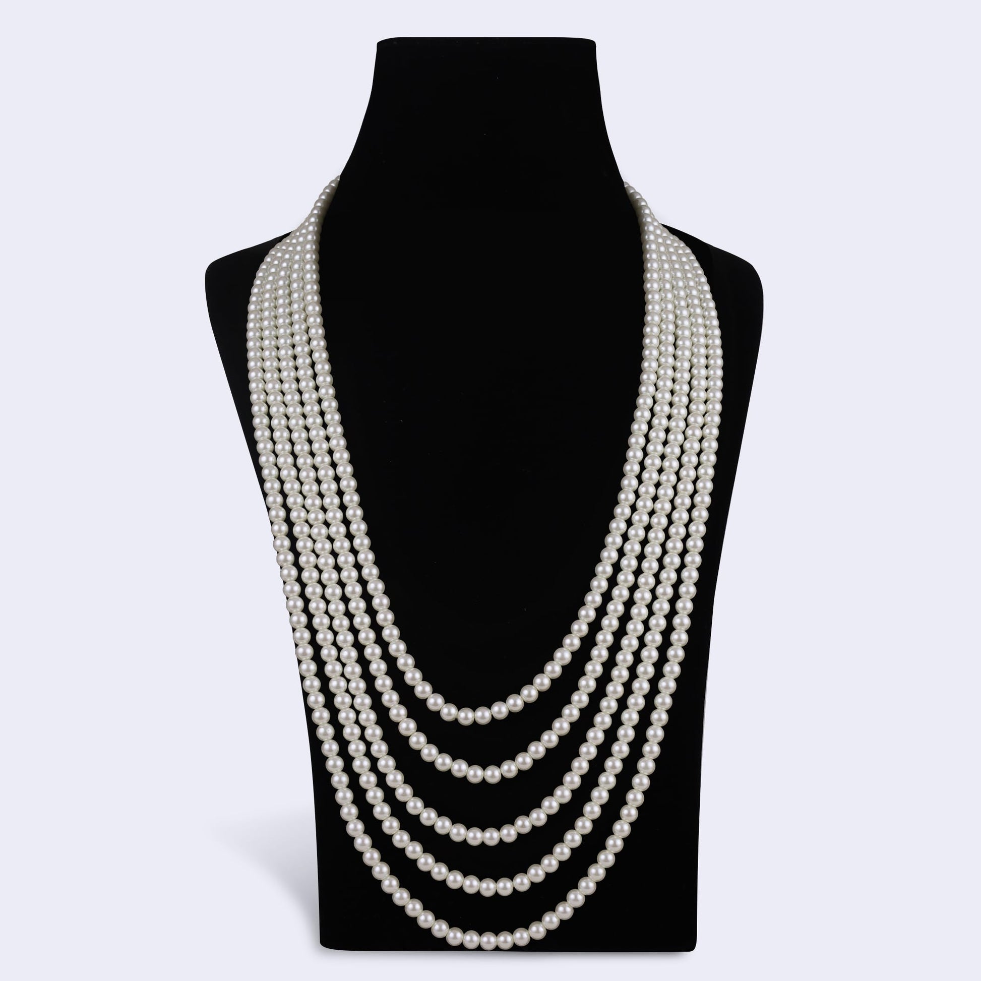 Saloni Fashion Jewellery Freshwater Big Pearl 5 Layered Gold Plated Moti Mala Necklace