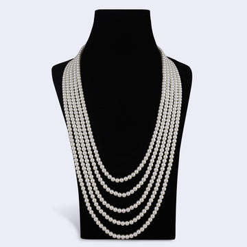 Saloni Fashion Jewellery Freshwater Big Pearl 5 Layered Gold Plated Moti Mala Necklace