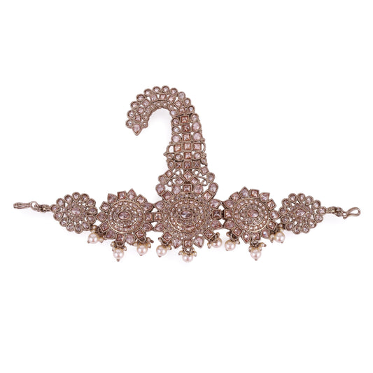 Saloni Fashion Jewellery Traditional Gorgeous Round and Oval Shape Gold Plated Pagdi Wedding Safa kalgi For Groom