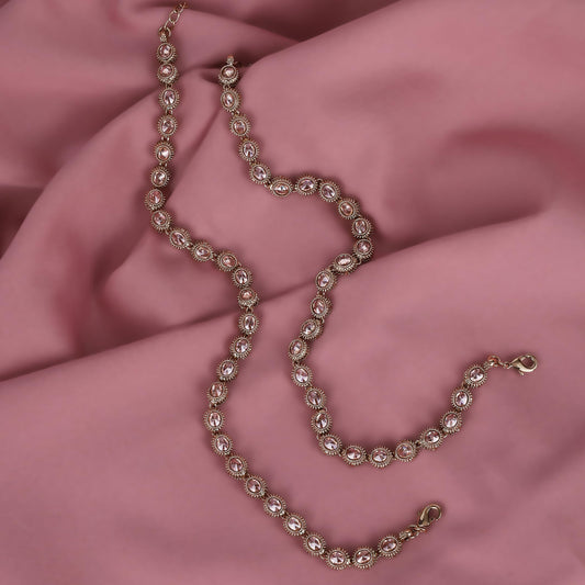 Saloni Fashion Jewellery Traditional Lovely Round Shape Gold Plated Set of 2 Anklet(Payal) For Women