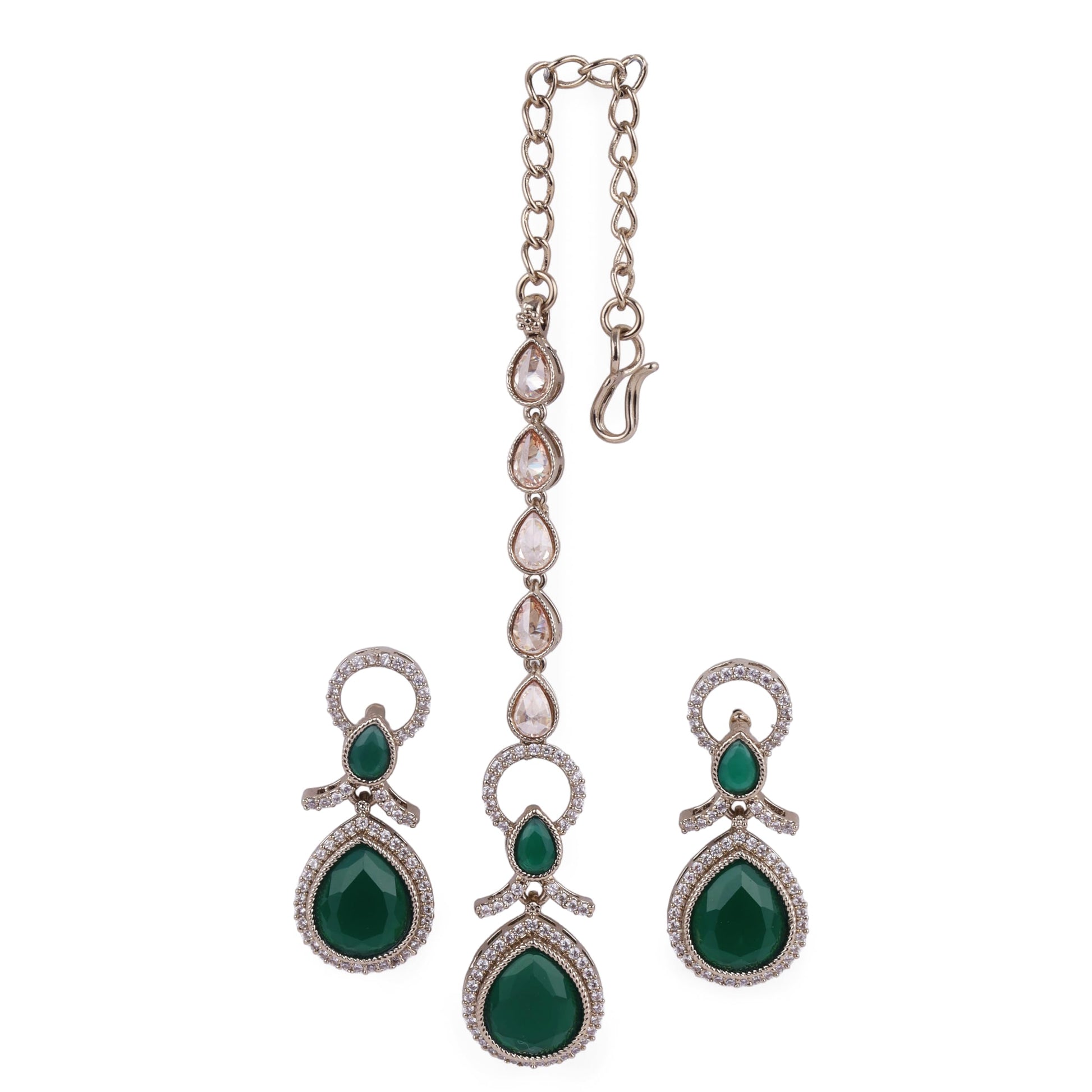 Saloni Fashion Jewellery Charming Round and Oval Shape Gold Plated Dangle Earring With Maangtikka For Women and Girls